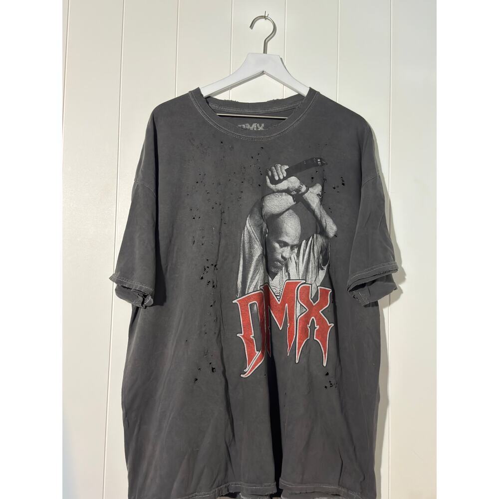 DMX Graphic T Shirt 2X Black Distressed Raw Edge Rap Tee